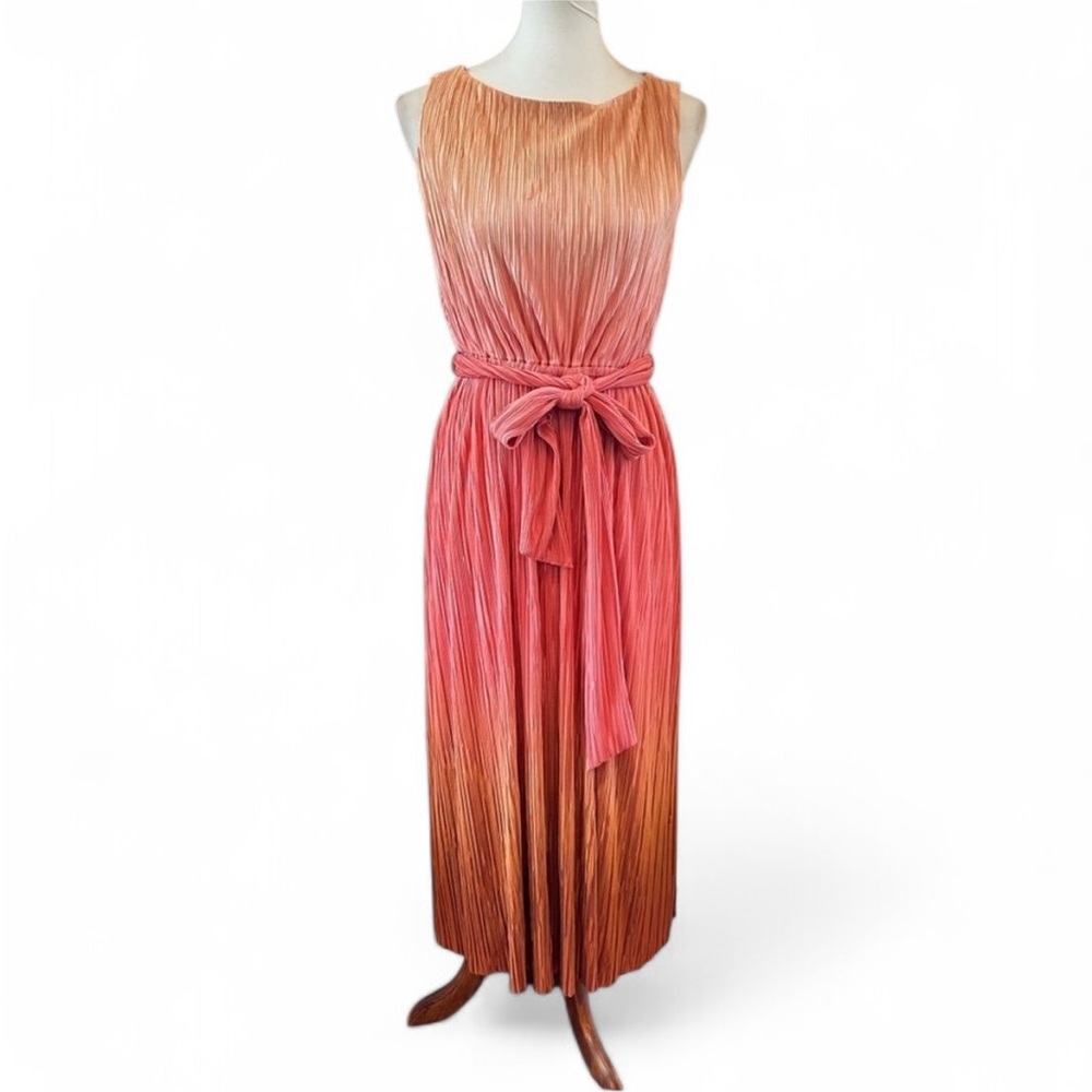 Anne Klein Gradient Midi Dress - Coral and Rust